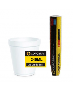 COPO ISOPOR 240 ML COPOBRAS 25 UNIDADES