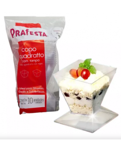 COPO QUADRADO 150ML C/ TAMPA C/10 UNIDADES