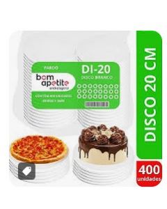 DISCO EM ISOPOR 20 BRANCO 200X3MM C/400 UNIDADES