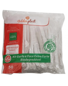 KIT GARFO+FACA REFEIÇÃO REFORÇADO C/50 UNIDADES GOLDENPLAST