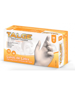 LUVA DESCARTÁVEL EM LATEX C/ PO C/100 UNIDADES