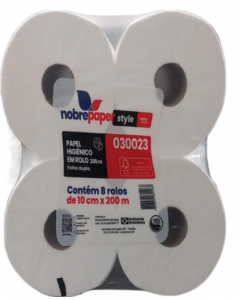 PAPEL HIGIÊNICO FOLHA DUPLA CELULOSE NOBREPAPER ROLÃO C/8 ROLOS