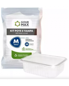 POTE RETANGULAR 500ML C/ TAMPA GOURMAX CAIXA C/ 144 UNID