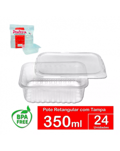 POTE PRAFESTA C/ TAMPA RETANGULAR 350ML C/ 24 UNIDADES