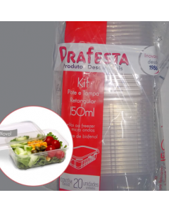 POTE C/ TAMPA RETANGULAR 150 ML C/20 UNIDADES