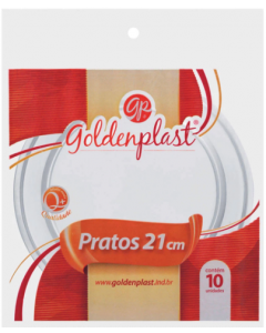 PRATO PLASTICO REDONDO CRISTAL 21CM GOLDENPLAST C/ 10 UNIDADES EXTRA FORTE