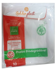 PRATO PLASTICO QUADRADO BRANCO 15CM C/ 10 UNIDADES