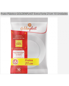 PRATO PLASTICO REDONDO BRANCO 21CM C/ 10 UNIDADES EXTRA FORTE